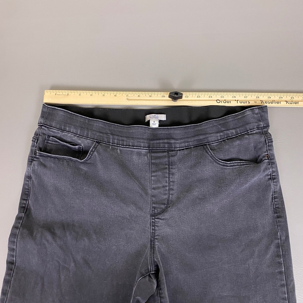Croft & Barrow Jeggings Pull On Womens Size 18 Gray Straight Leg Denim High Rise - Picture 4 of 11